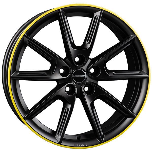 Borbet LX18 black matt rim yellow 8,00x18 5x112,00 ET40,00