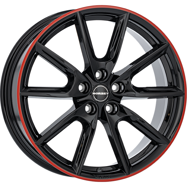 Borbet LX19 black glossy rim red 8,00x19 5x114,30 ET45,00